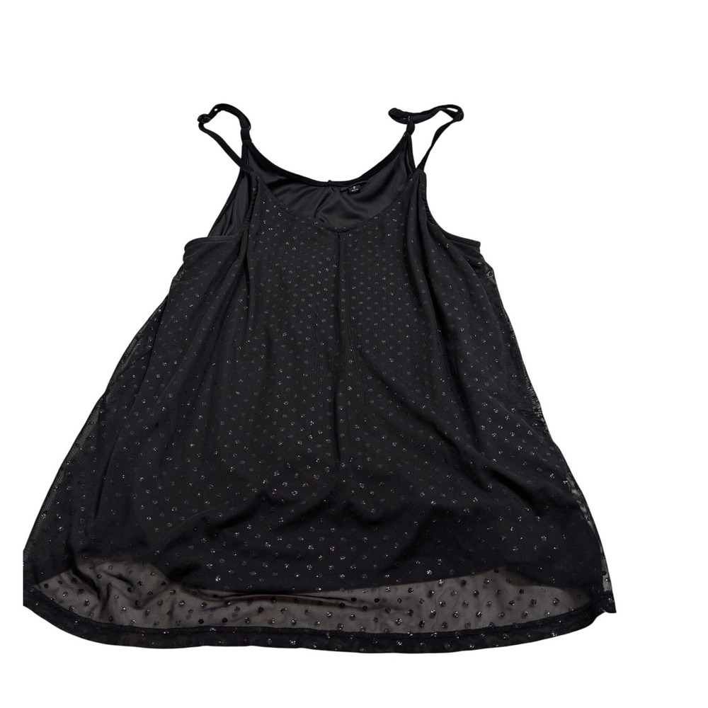 Torrid Women Mesh Metallic Polka Dot Camisole‎ Size 2 Black